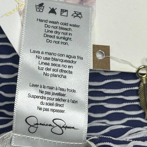 NEW Jessica Simpson Large One Piece Swimsuit Navy Textured Gold Underwire Modest - Picture 7 of 9